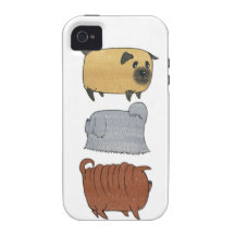 3 Biscuit Dog - Pug, Chinese Shar-pei,  Lhasa Apso iPhone 4 Covers