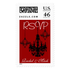 3 Black Chandelier RSVP Personalized Postage stamp