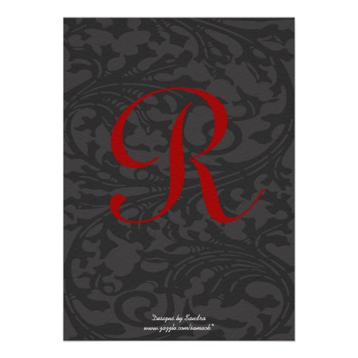 3 Black Chandeliers Red Accents Wedding Invitation