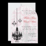 3 Black Chandeliers Shadow Pink Damask Wedding