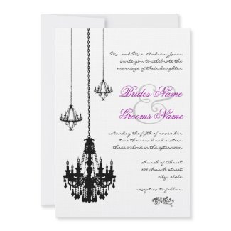 3 Black Chandeliers Wedding Invitations invitation