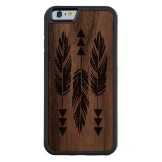 3 Black Feathers Walnut Wood iPhone 6 Case Carved® Walnut iPhone 6 Bumper Case