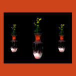 art, glass, vase, flowers, yellow, orange, blue,