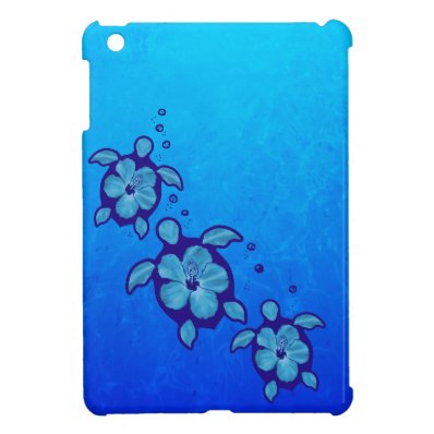 3 Blue Honu Turtles Case For The iPad Mini