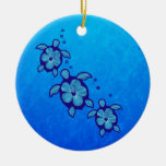 3 Blue Honu Turtles Christmas Ornaments