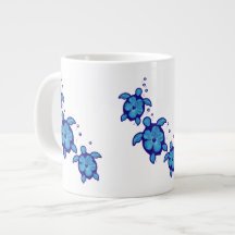 3 Blue Honu Turtles Jumbo Mugs