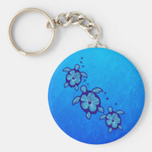 3 Blue Honu Turtles Key Chain