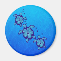 3 Blue Honu Turtles Magnets