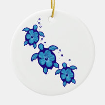 3 Blue Honu Turtles Ornament
