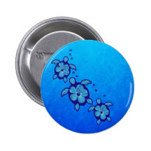 3 Blue Honu Turtles Pinback Button