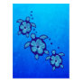 3 Blue Honu Turtles Post Card