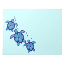 3 Blue Honu Turtles Scratch Pads