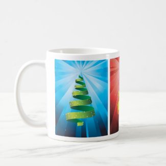 3 bright Christmas trees made from ribbon Coffee Mug