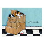 3 Cats & Boxes | We've Moved Announcement Business Card Template