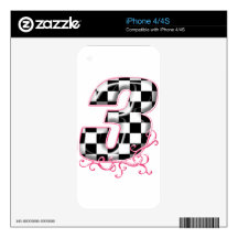 3 checkered flag number pink decals for the iPhone 4