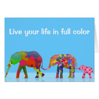 3 Colorful Elephants Walking - Pop Art