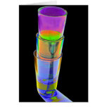 3 Coloured Cocktail Shot Glasses Stacked -Style 2 Greeting Cards