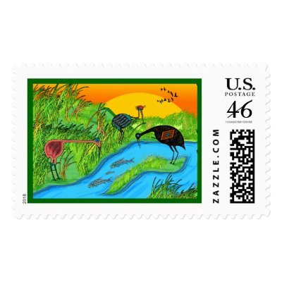 3 Cranes Postage by ZiaSun