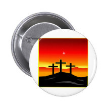 3 Crosses Sunset Pinback Button