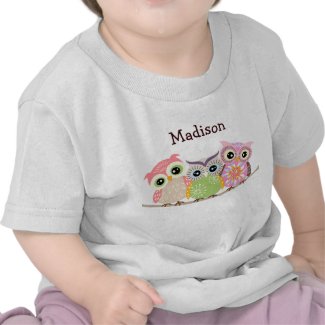 3 Cute and Colorful Owls Baby T Shirts