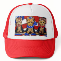3 Cute Yorkies Cap hats by Art_by_Joanne 3 Cute Yorkies Cap hats