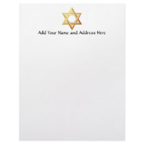 "3-D" Golden Star of David Customized Letterhead