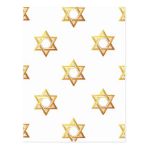 "3-D" Golden Star of David Post Card