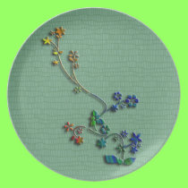 3-D Green Floral plate plates
