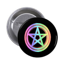 3-D Pastel Rainbow Pentacle buttons