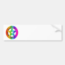 3-D  Rainbow Pentacle #5 bumper stickers