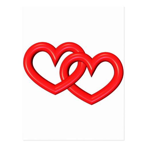 3-D Red Linked Hearts Postcard | Zazzle