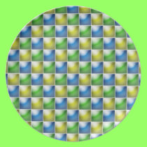 3-D tiles blue-green-yellow plate plates
