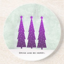 3  deep purple Trees coasters