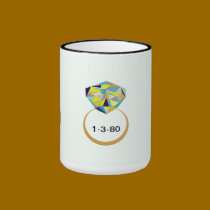 3 DIAMOND RING DATE MUG mugs