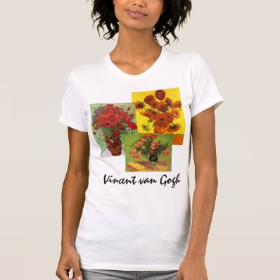 3 different van Gogh Vintage Floral Flowers Art T-shirts