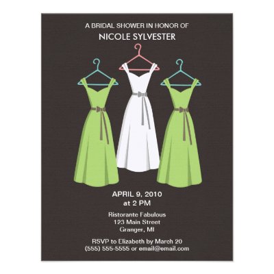 3 Dresses Bridal Shower Invitations