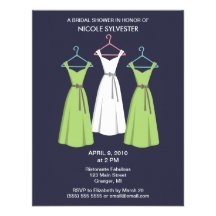 3 Dresses Bridal Shower Invitations - Navy