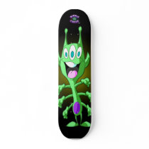 3-Eyed, 6-Armed Green Alien - Planet Cazmo skateboards