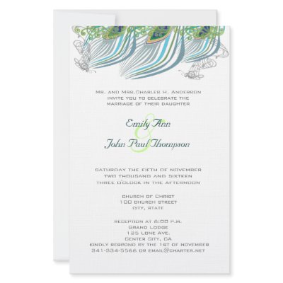 3 Feather Vintage Peacock Wedding Stationery by samack
