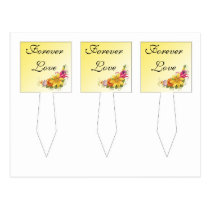 3 Flower Bouquet Wedding Cup Cake Picks Post Card