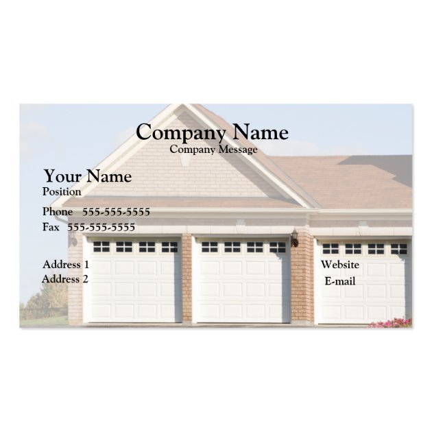 3 Garage Doors On House Business Card Templates
