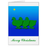 3 green christmas geese christmas goose cards