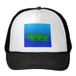 3 Green Christmas Geese with Christmas Star Hats