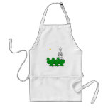 3 Green Christmas Geese with Christmas Tree & Star Apron