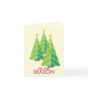 3 green Christmas trees geometric modern holiday card