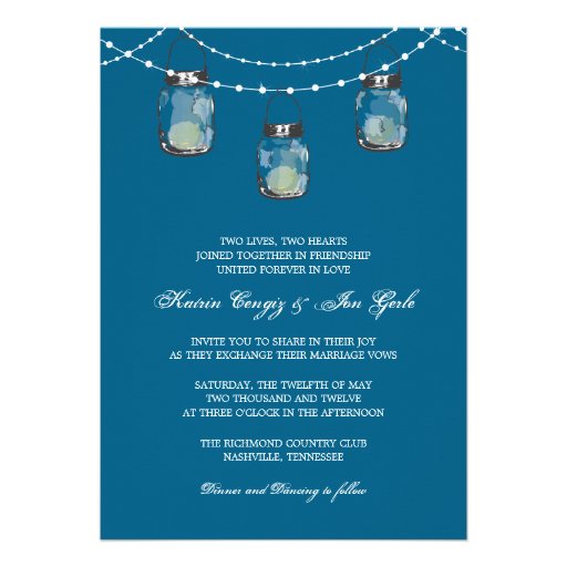 3 Hanging Mason Jars - Bridal Shower Invitation