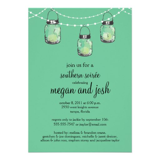 3 Hanging Mason Jars - Engagement Party Announcement