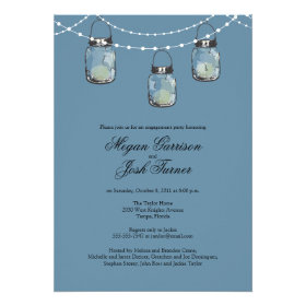 3 Hanging Mason Jars - Engagement Party Personalized Invites