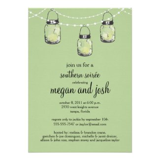 3 Hanging Mason Jars - Engagement Party Personalized Invitation