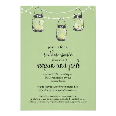 3 Hanging Mason Jars - Engagement Party Personalized Invitation